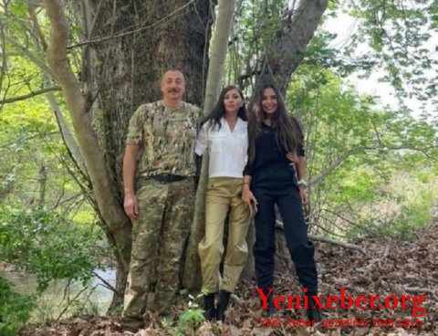 Prezident ailə üzvləri ilə Bəsitçayın sahilində - 