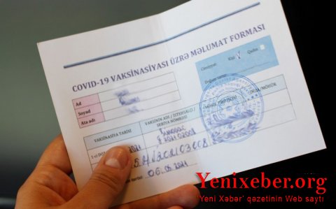 3-cü doza vaksinin vurdurulması üçün  -