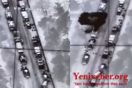 "Bayraktar" Rusiya ordusuna məxsus hərbi karvanı belə məhv etdi -