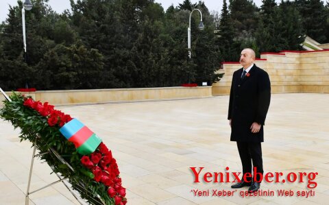 Prezident İlham Əliyev Şəhidlər xiyabanını ziyarət edib