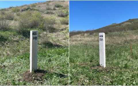 Azərbaycanla Ermənistan arasında ilk sərhəd dirəyi quraşdırılıb -