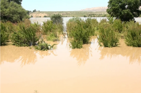 Ağcabədidə Kür çayı bəndi yarıb