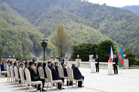 İlham Əliyev və Andrey Babiş mətbuata bəyanatlarla çıxış ediblər -