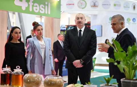 Prezident 19-cu “Caspian Agro Week” və 31-ci “InterFood Azerbaijan” sərgiləri ilə tanış olub