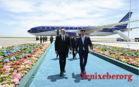 Prezident İlham Əliyev Qazaxıstana işgüzar səfərə gəlib