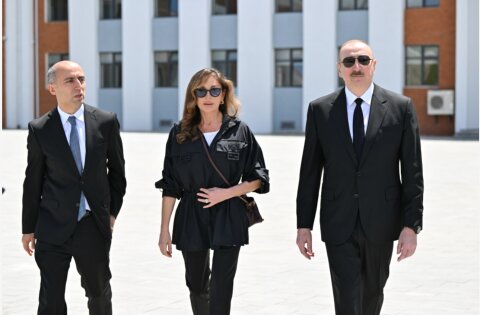 Prezident və birinci xanım Cəbrayılın Şükürbəyli kəndinin açılışında -